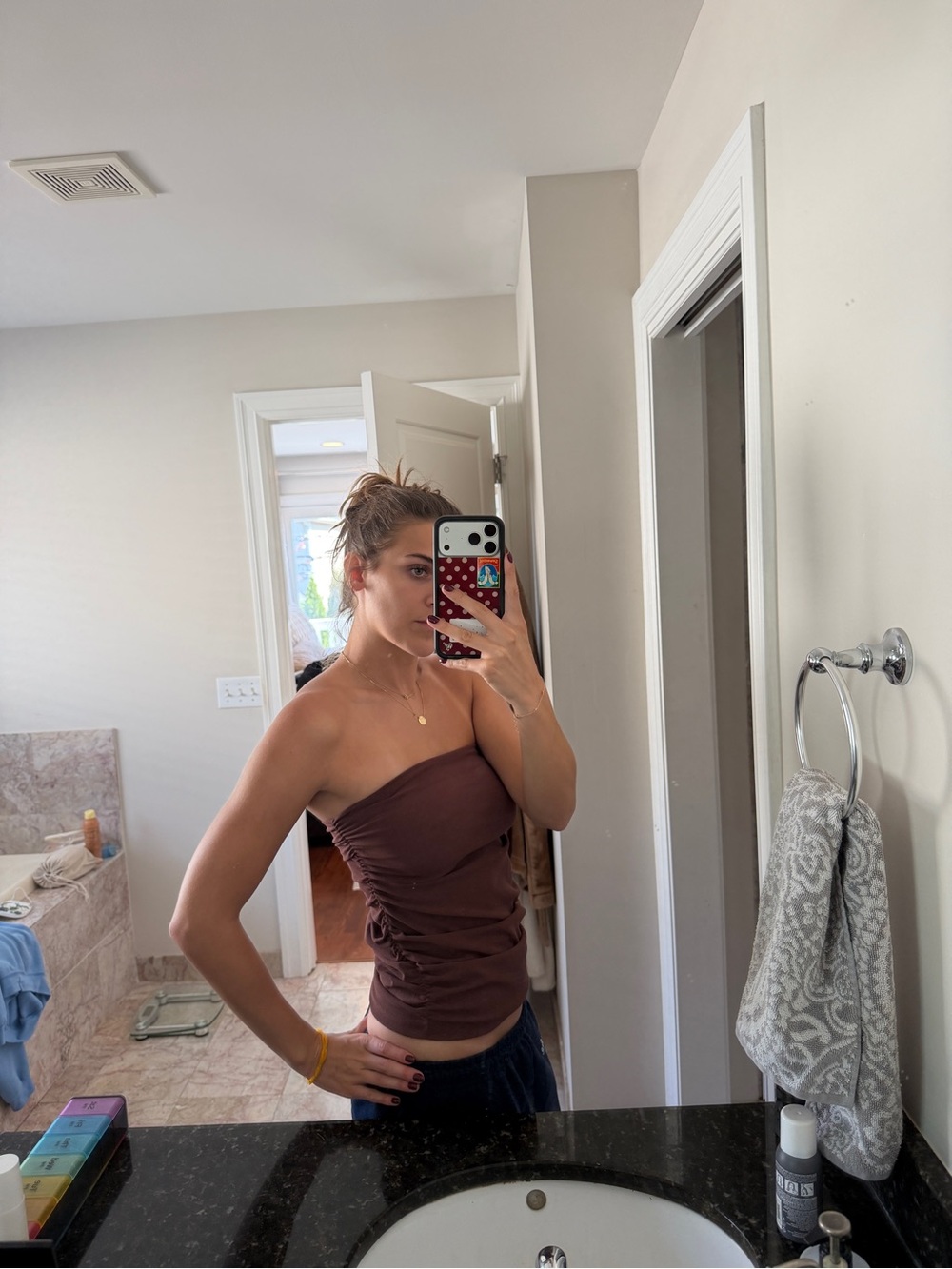 Zara Strapless Brown Ruched Women’s Top